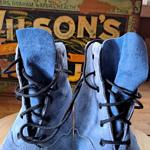 Vintage Ankle Boots, Women Size 7.5, Blue Suede Shoes, Regency, Regence, 1980s - Picture 3 of 10